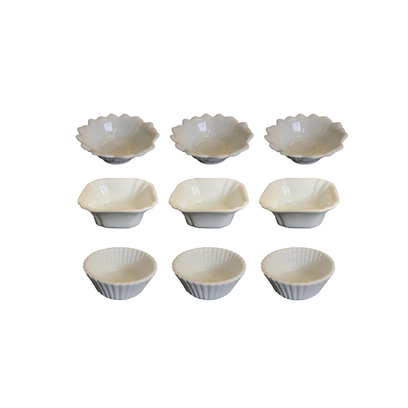 Small Porcelain Appetizer Dish Sauce Bowl Set 7 cm Pack of 3 Assorted Designs Random Sent