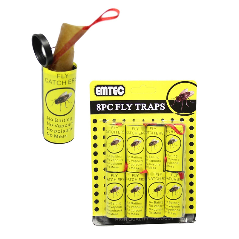 8PCS Sticky Effective Adhesive Insect Fly Paper Catcher Strip