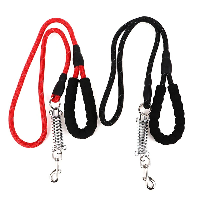 Rope Dog Leash with Foam Grip and Steel Spring Buckle Clip Pet Walking Lead Random Colour