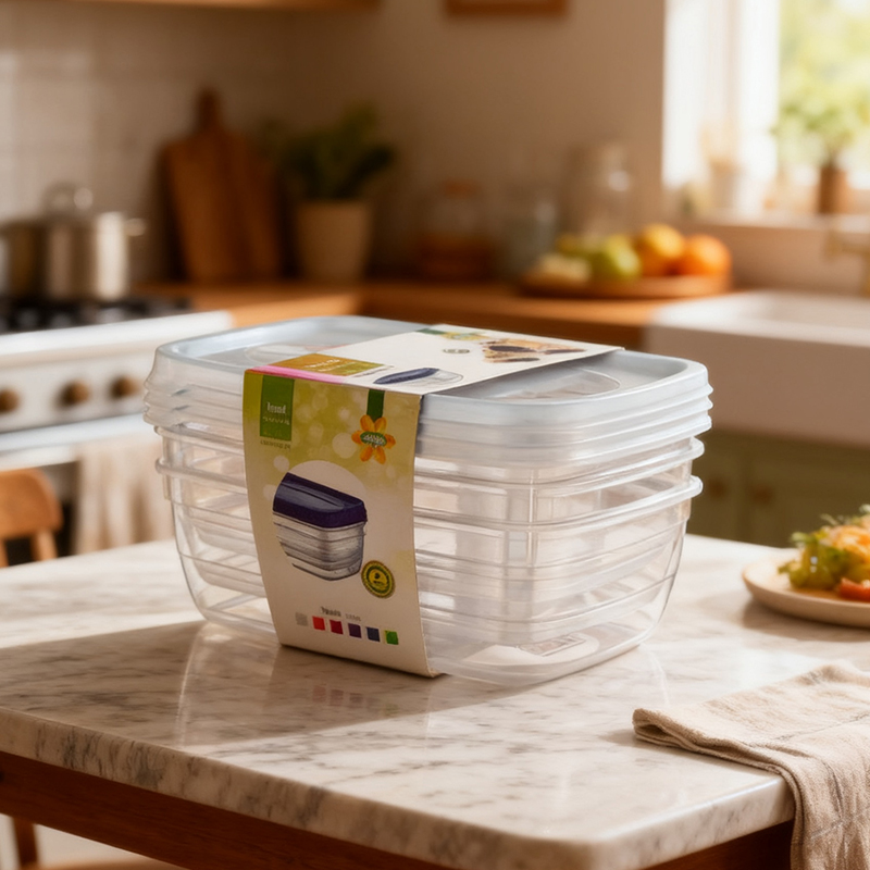 3PCS Storage Box Sets 1.2L Round Boxes with Lids Random Colours