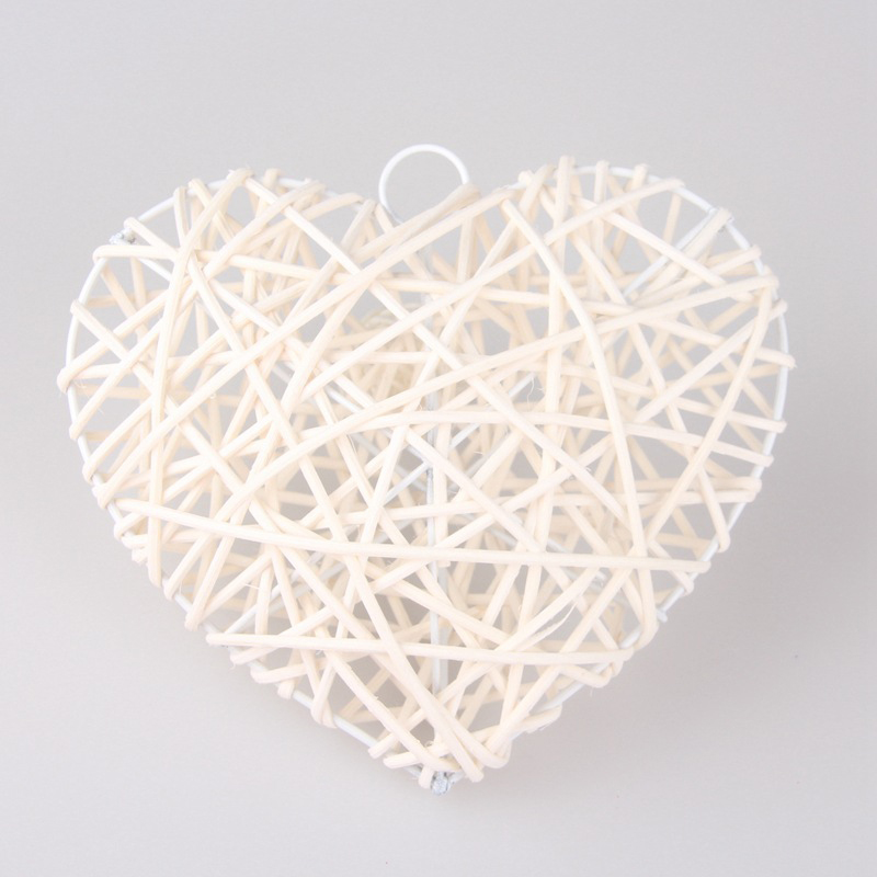 Straw Heart Shaped Hanging Garland for Home Funeral 20cm