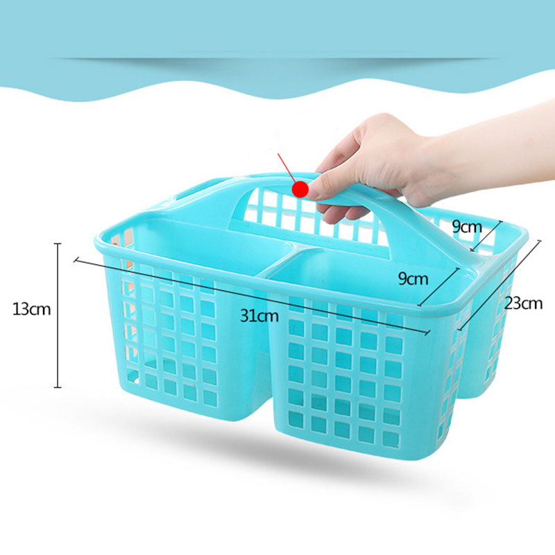 Divided Organiser Basket Shower Room Sink Storage With Handle Random Colours