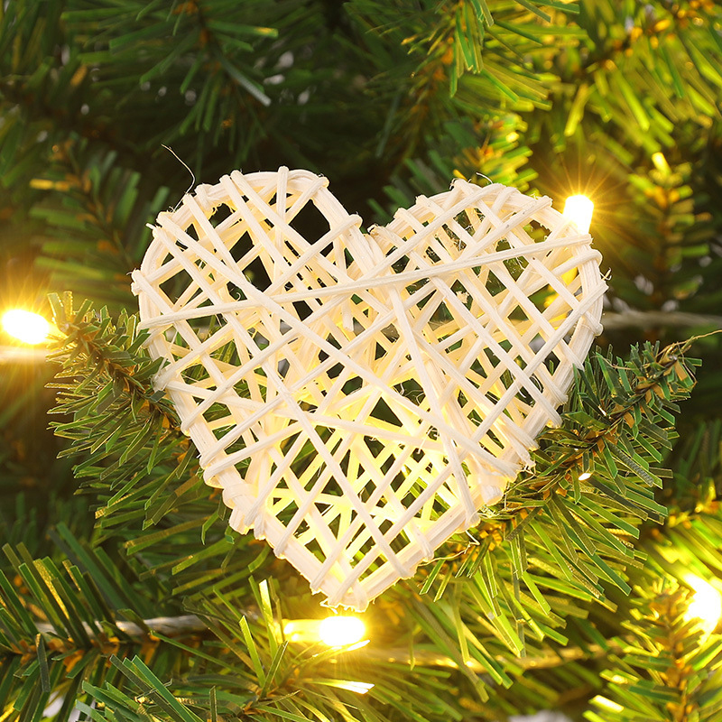 Straw Heart Shaped Hanging Garland for Home Funeral 20cm