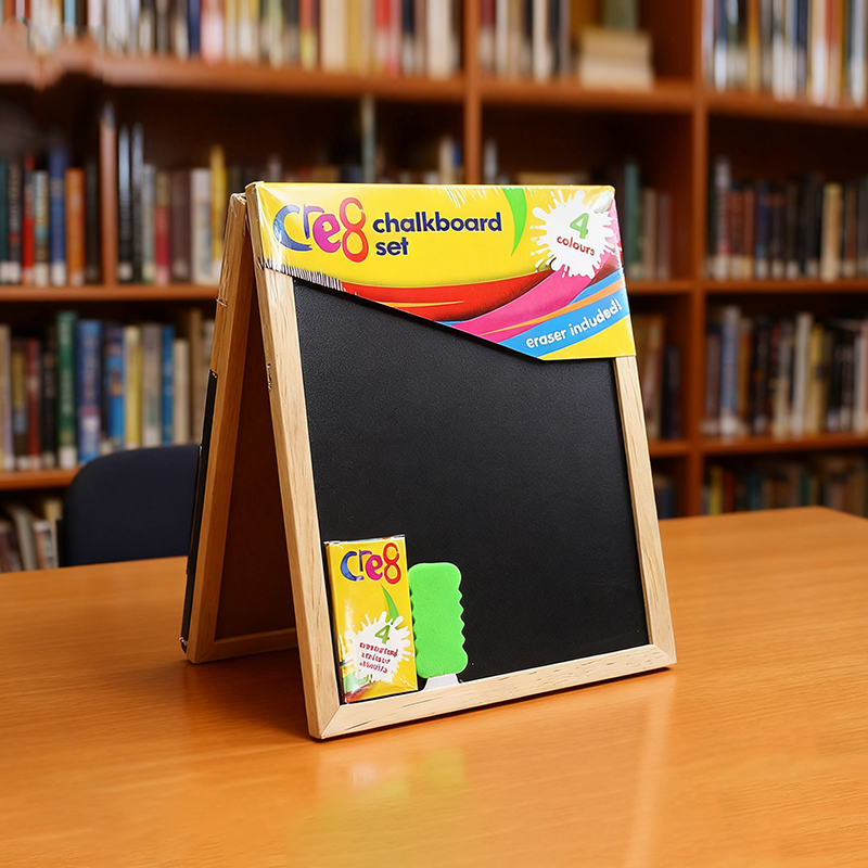 Black Chalkboard Kit with 4 Colored Chalks Eraser