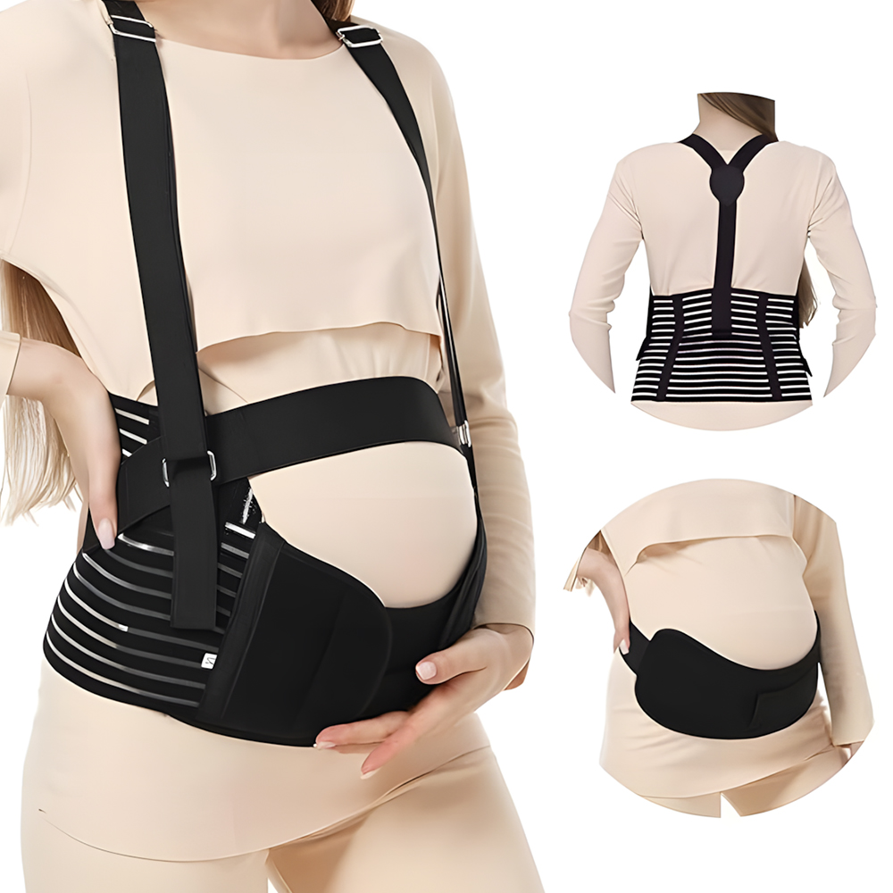 Pregnancy Belt With Shoulder Straps Lumbar Back Support Waist Band Belly Bump Back Brace L