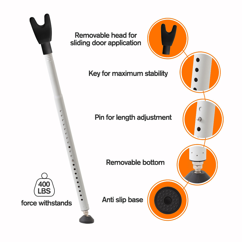 Adjustable Door Handle Security Bar Rod Brace Jammer Safety Lock Stopper