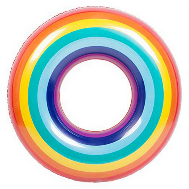 118cm Rainbow Inflatable Swim Ring Colorful Floating Swim Ring Pool Toy