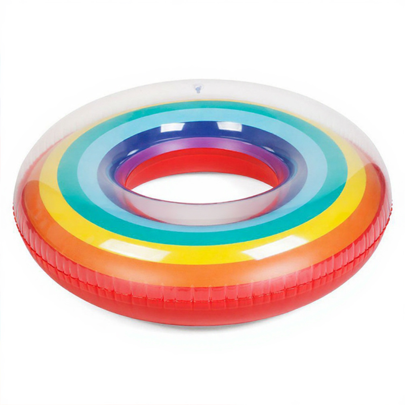 118cm Rainbow Inflatable Swim Ring Colorful Floating Swim Ring Pool Toy
