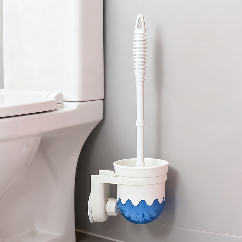 Attachable Toilet Cleaning Set Hygienic Brush with Holder Home