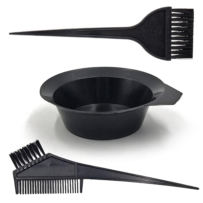3PCS Hair Coloring Kit Includes Black Dye and Styling Brush for DIY Highlights