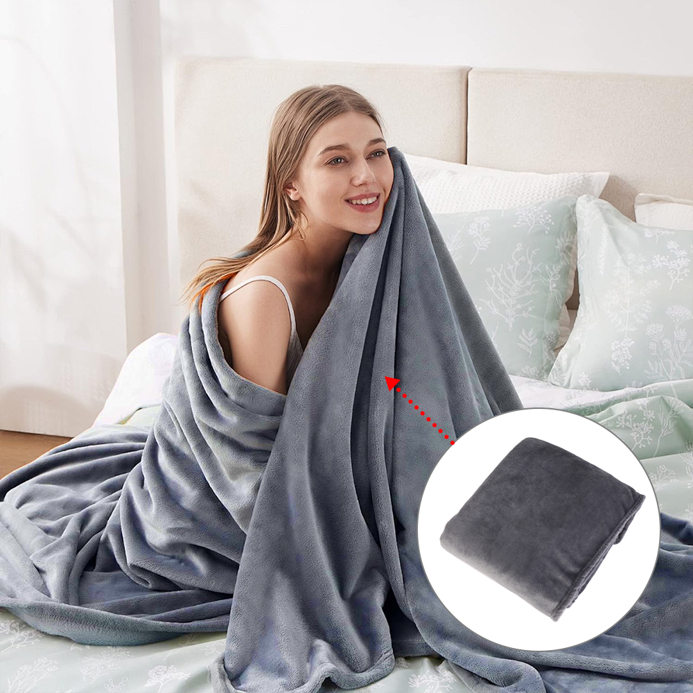 Fleece Throw Blanket Large Warm for Bed Sofa Single Double King Dark Grey
