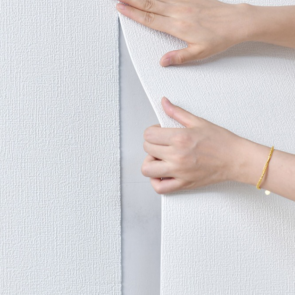 Self-adhesive Wallpaper Thicken Home Decor Linen Plain Color