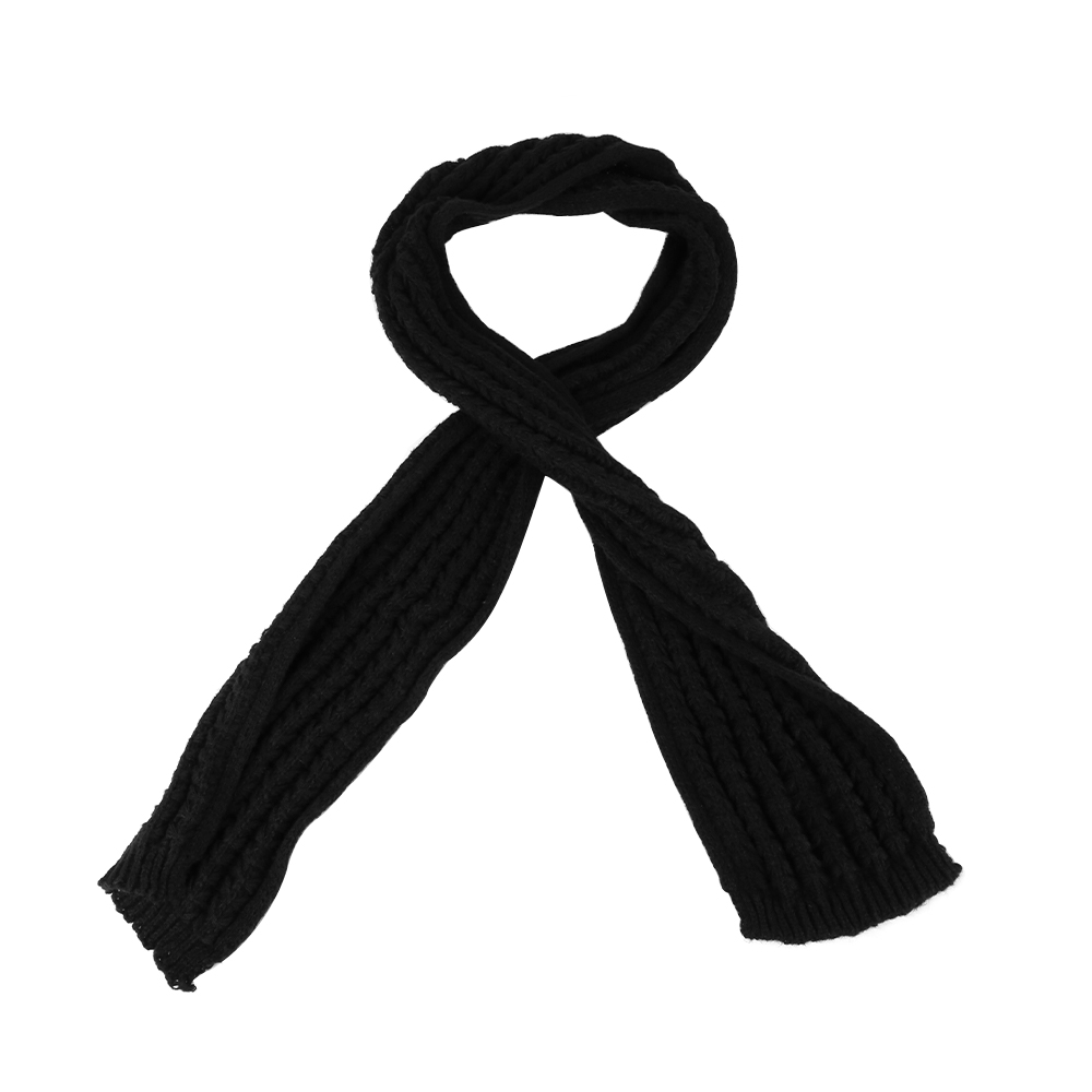 Solid Color Thickened Scarf Women Versatile Woolen Knitted Scarf Black