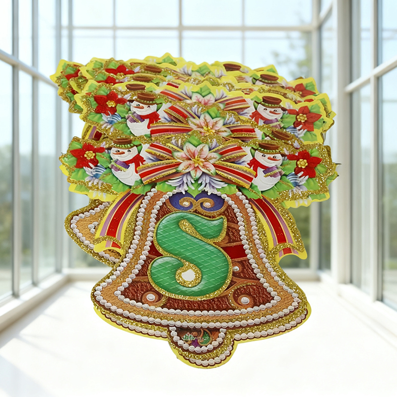 Assorted Designs Merry Christmas Paper Santa Bell Bunting Banner 2.6M with Glitter Random sent