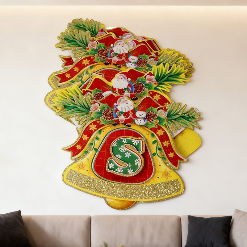 Assorted Colours Designs Merry Christmas Paper Bunting Banner 2.6M with Glitter Random sent