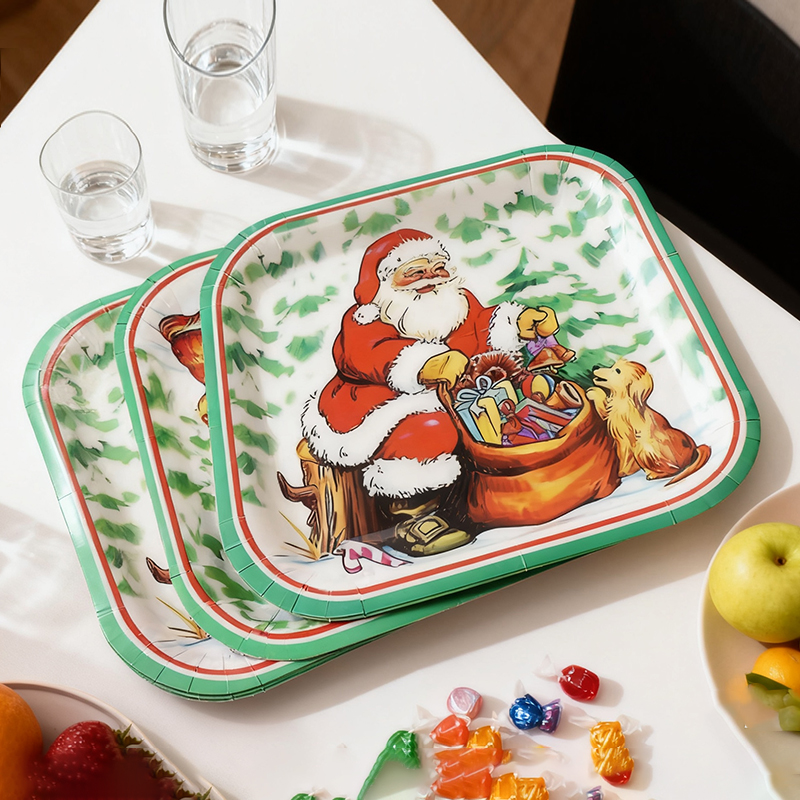 Assorted Designs Christmas Party Xmas Gifts Paper Plates Small Random sent