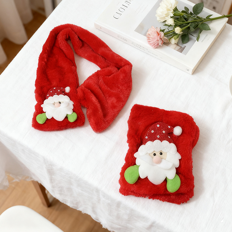 Kids Red Christmas Festive Scarf with Santa Clause 90cm