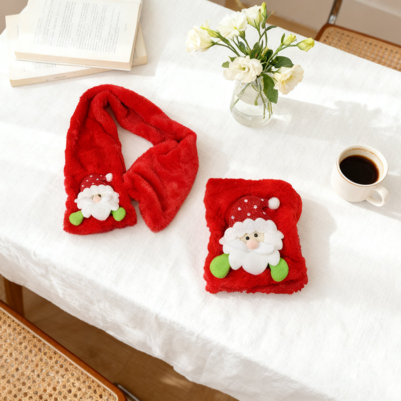 Kids Red Christmas Festive Scarf with Santa Clause 90cm