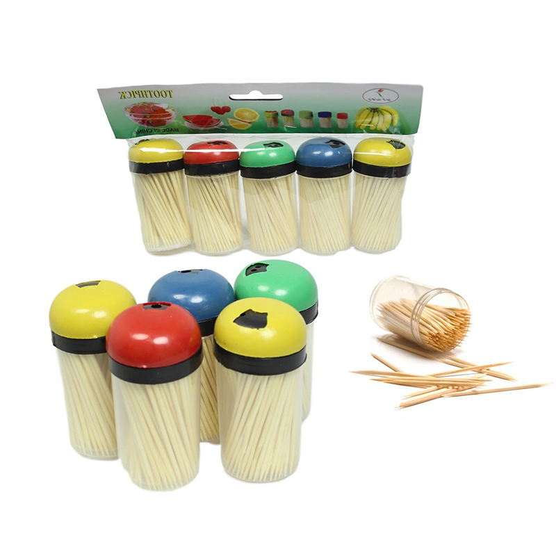 Plastic Toothpick Holder with Toothpicks Food Essentials Pack of 5 Assorted Colours Random sent