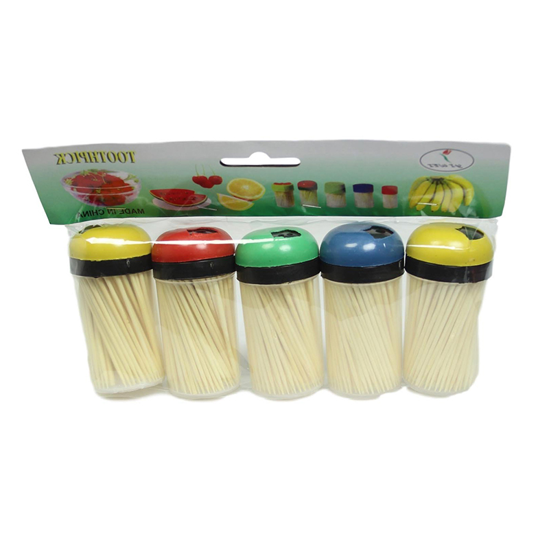 Plastic Toothpick Holder with Toothpicks Food Essentials Pack of 5 Assorted Colours Random sent