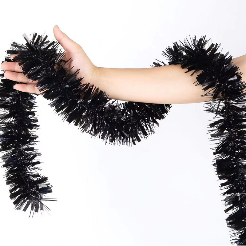 Christmas Tree Tinsel Garland Black 1.8M Xmas Gifts Assorted Colours