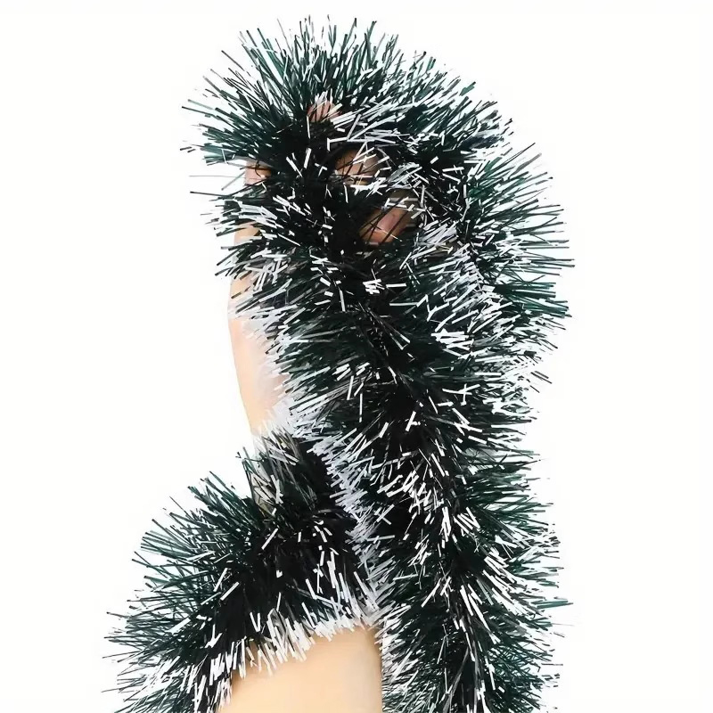 Luxury Christmas Tree Garland Tinsel Dark Green with Coloured Ends 2M Gifts