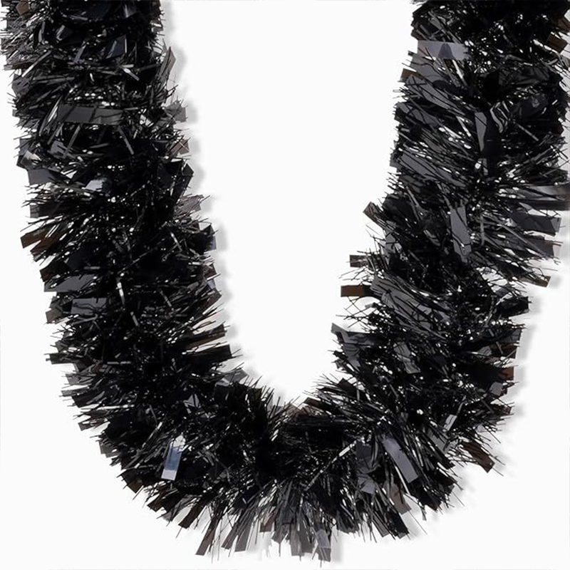 Christmas Tree Tinsel Garland Black 1.8M Xmas Gifts Assorted Colours