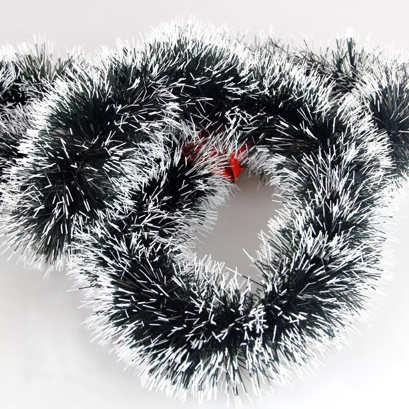 Luxury Christmas Tree Garland Tinsel Dark Green with Coloured Ends 2M Gifts