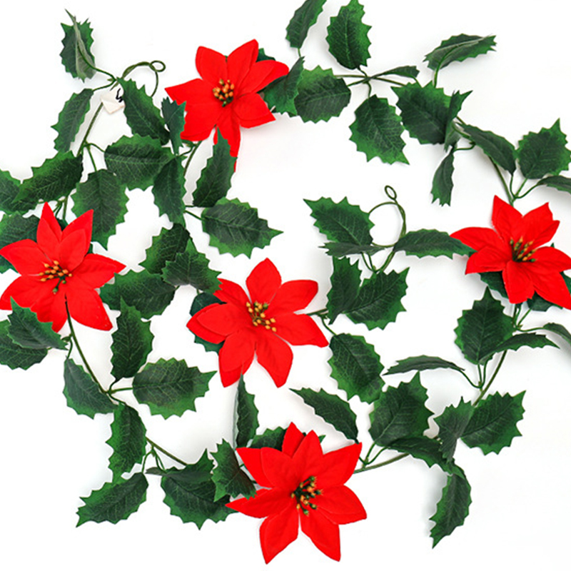 Christmas Festive Door Wreath Red Flowers Glitter Berries 25cm