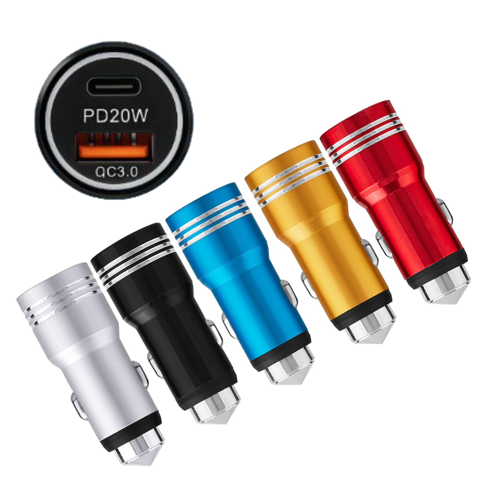20W PD QC3.0 Car Charger Dual Fast USB Adapter for iPhone Android