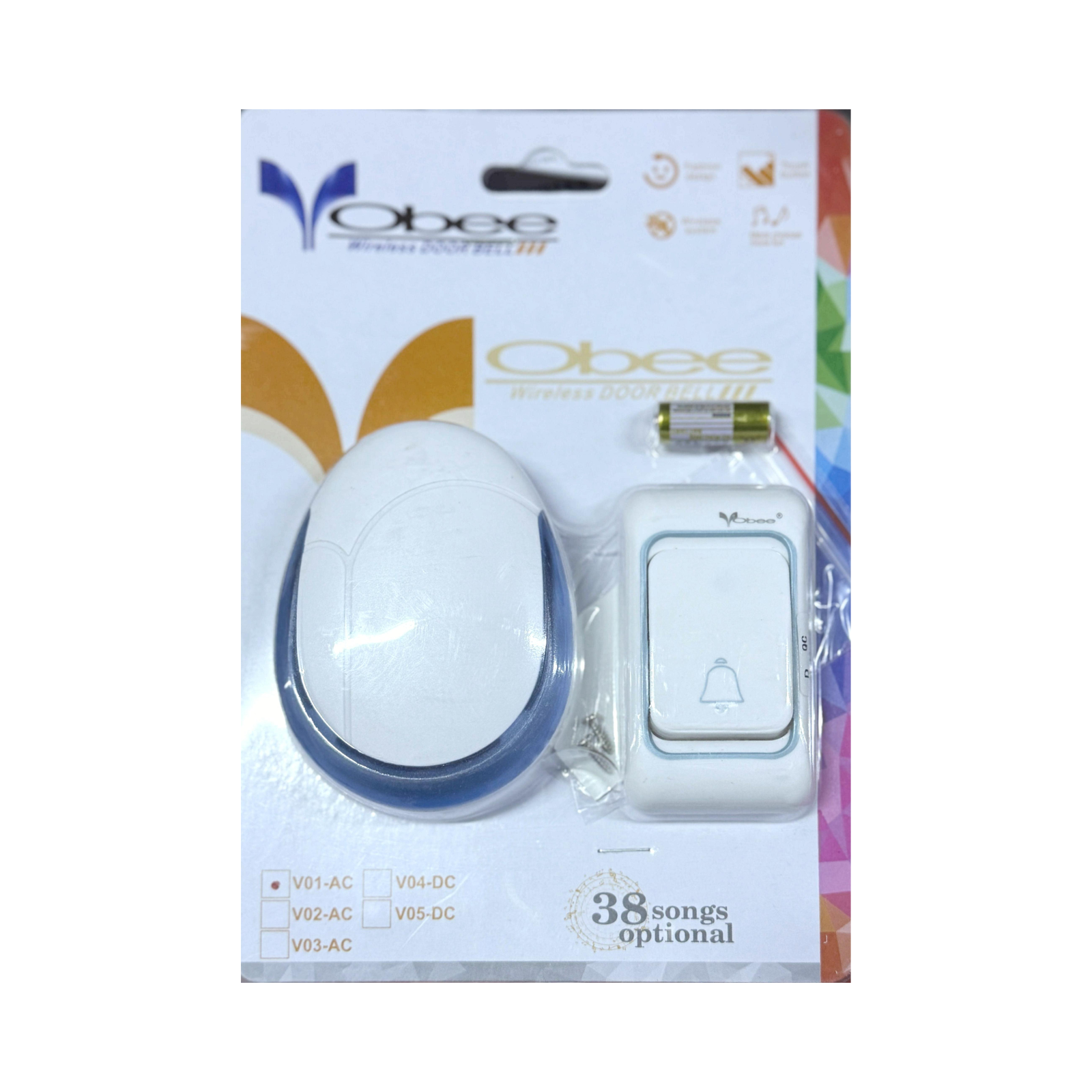 Wireless Digital Doorbell 38 Melodies Plug-in with Colored Lights