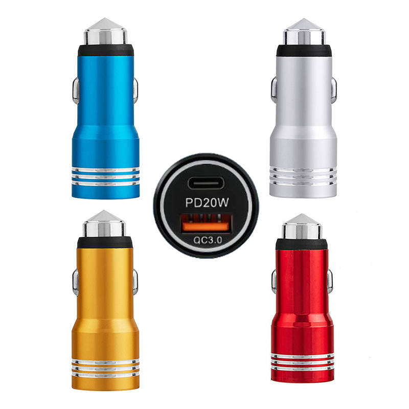 20W PD QC3.0 Car Charger Dual Fast USB Adapter for iPhone Android