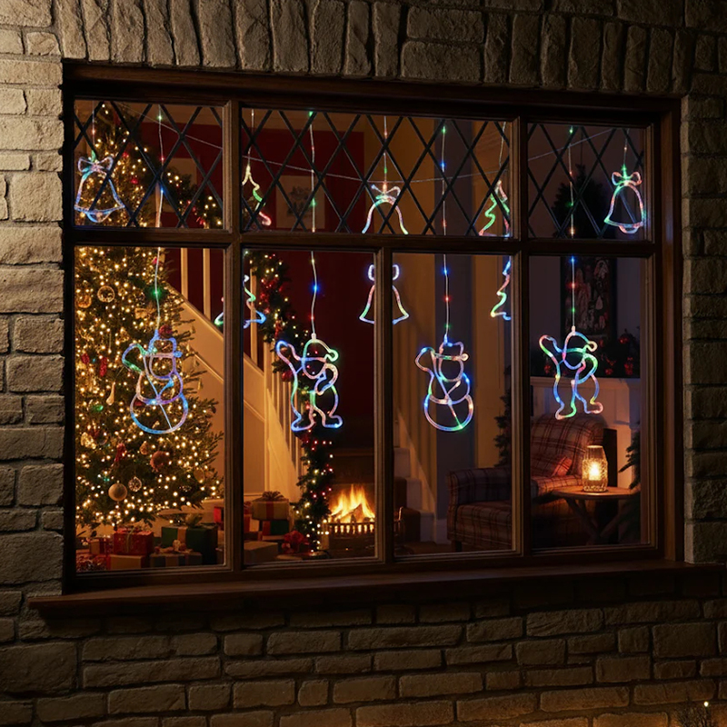 Christmas Hanging Plastic Light Up Window Decoration Star Design 40cm Assorted Light Colours