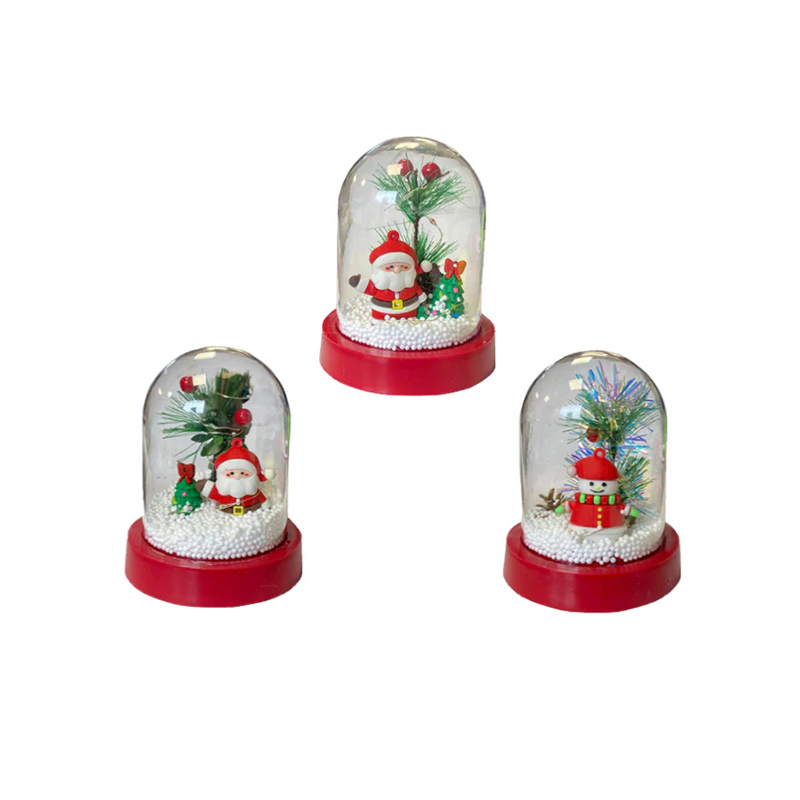 Christmas Tree Santa Snow Globe with Foam Balls and Lights 12 x 9.8cm Assorted Designs