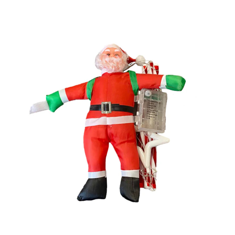 Christmas Santa Claus Climbing Candy Cane Ladder with Multicolour Lights 97cm Gifts