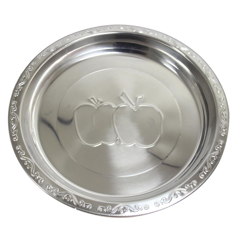 Practical Stylish Steel Serving Food Dish Platter Plate Apple Design 55cm