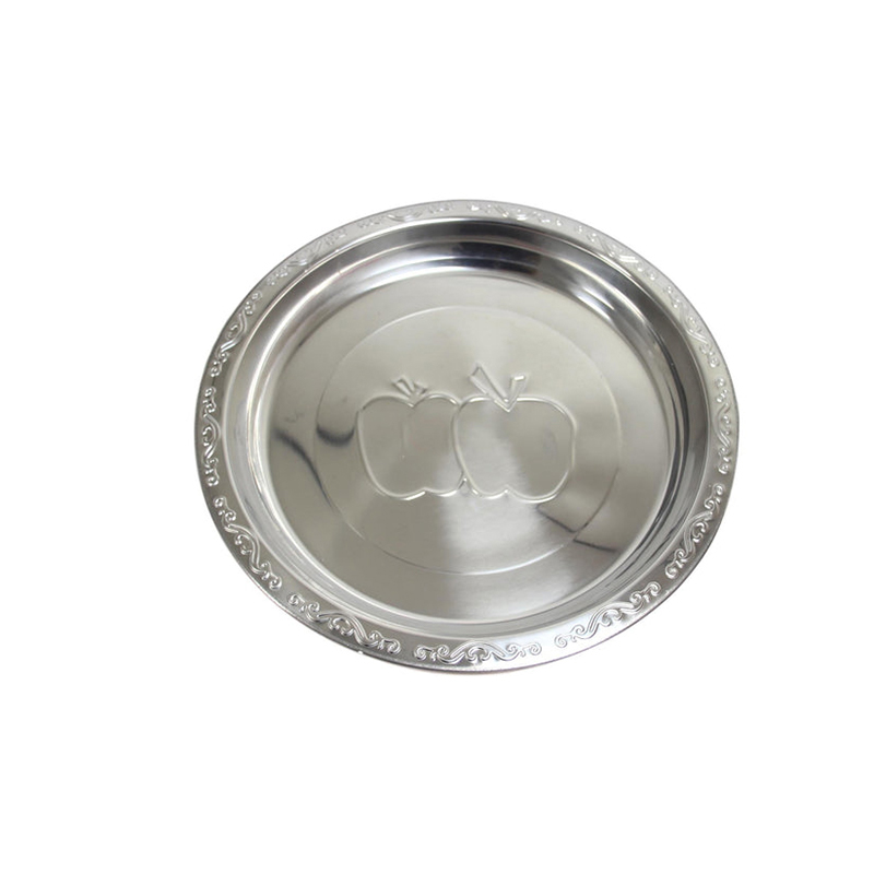 Practical Stylish Steel Serving Food Dish Platter Plate Apple Design 45cm