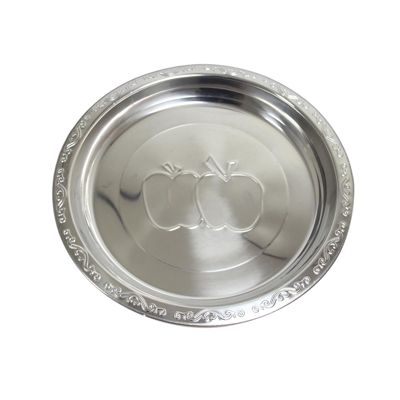 Practical Stylish Steel Serving Food Dish Platter Plate Apple Design 50cm