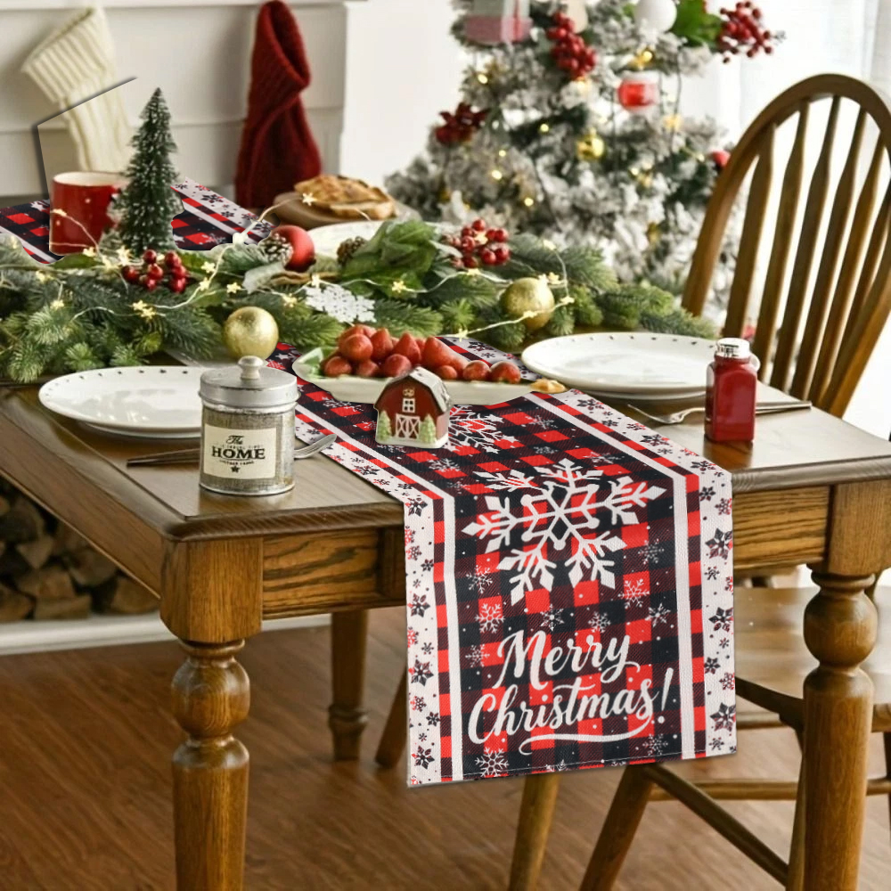 Snowflake Christmas Table Runner Table Dining Christmas Placemat Table Flag Decor