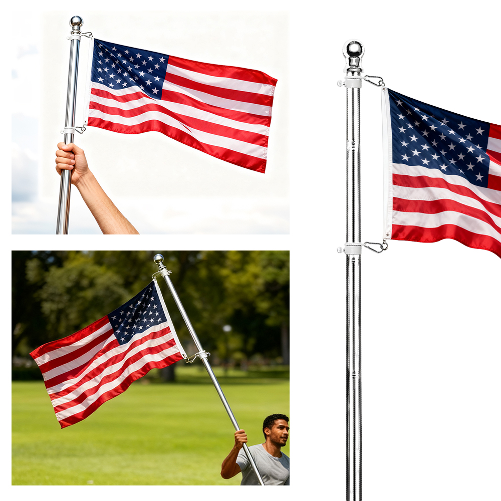 Flagpole Wall Bracket Base Banner Rack Telescopic Flag Pole Holder