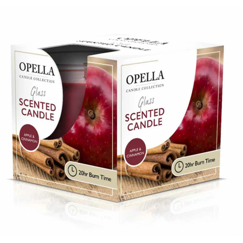 Opella Scented Candle In Glass Jar Apple and Cinnamon Fragrance 5 x 6.5 cm