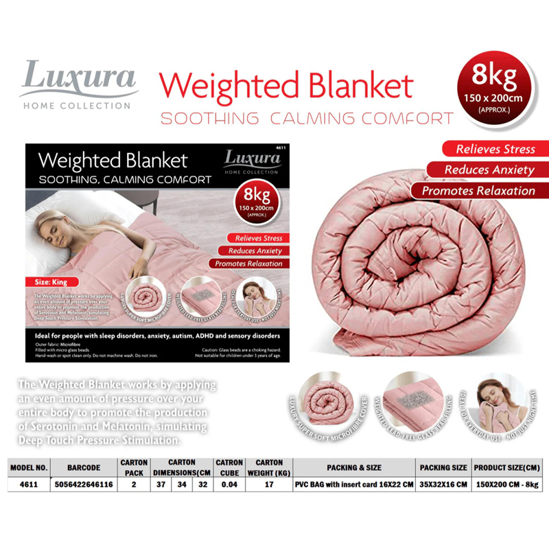 Weighted Blanket 150cm x 200cm 8kg Pink