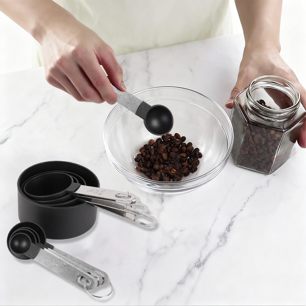 8pcs Measuring Cups Spoons Set with Stainless Steel Handles Baking Kitchen