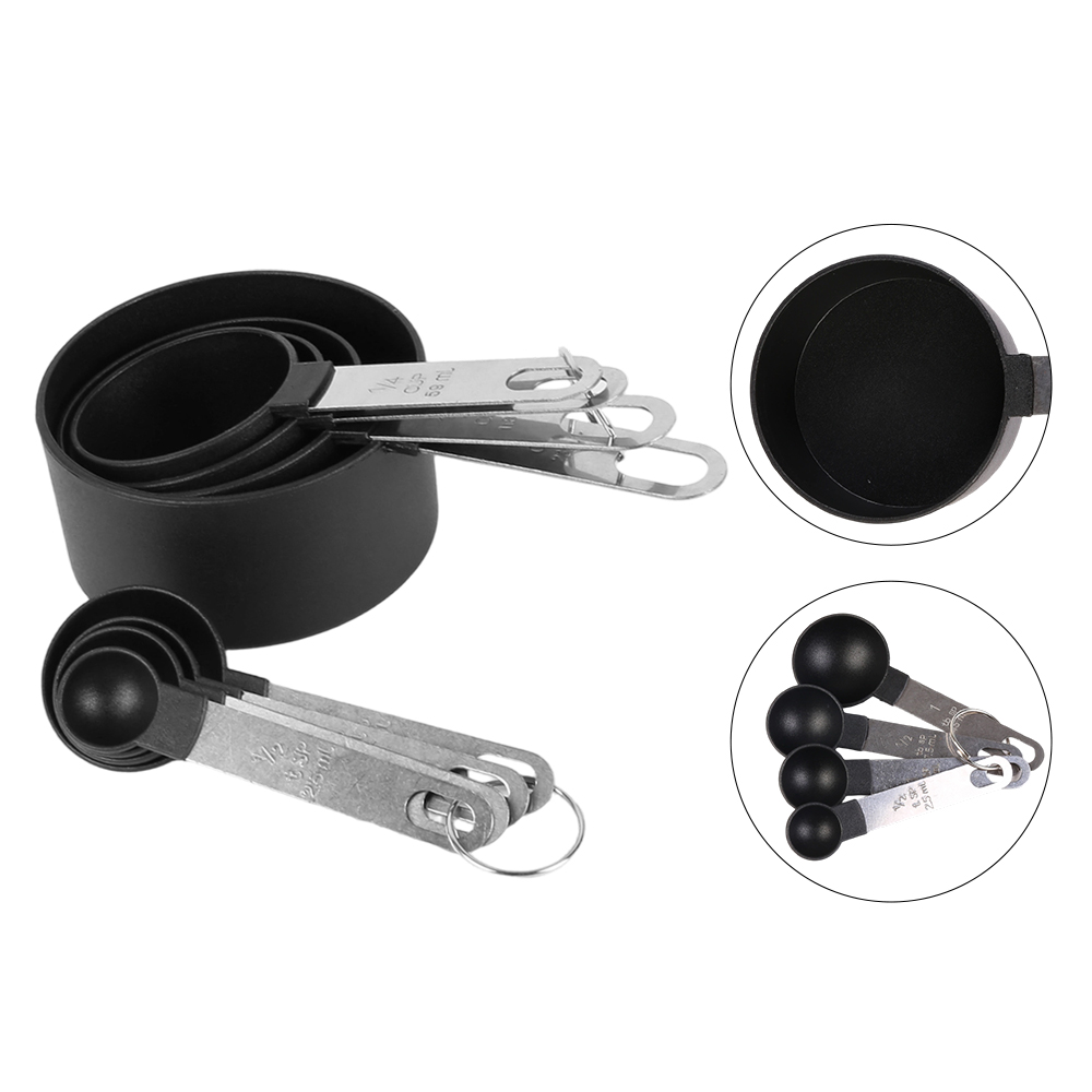 8pcs Measuring Cups Spoons Set with Stainless Steel Handles Baking Kitchen