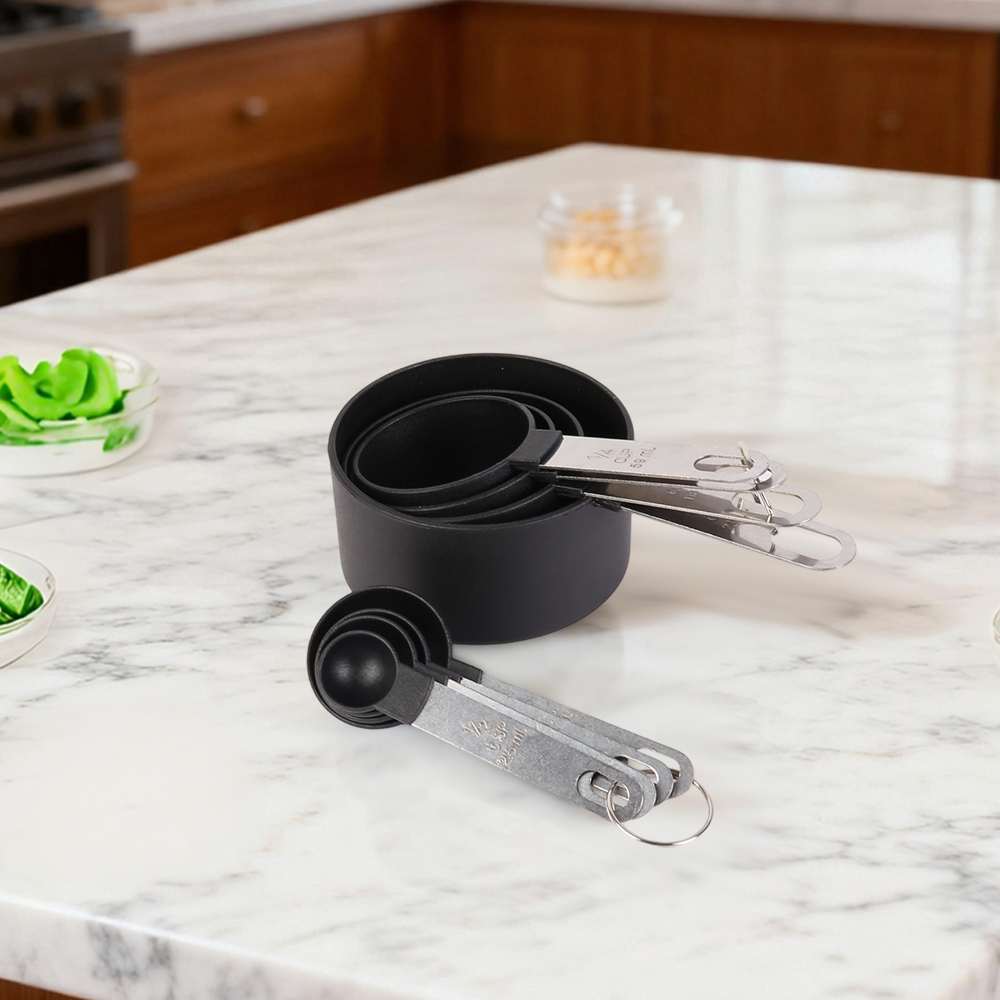 8pcs Measuring Cups Spoons Set with Stainless Steel Handles Baking Kitchen