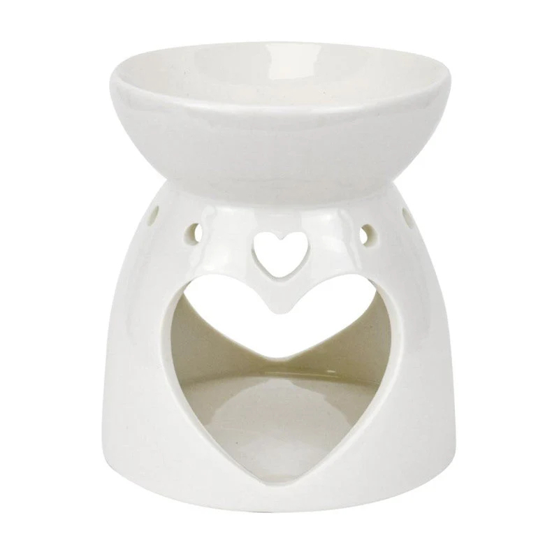 Large Ceramic Wax Melt and Oil Burner with Heart Shape 10.5 x 10 x 10cm
