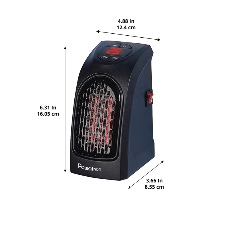 DGI Powatron Plug In Heater Home Use 400W 12.4 x 16.05 x 8.55 cm