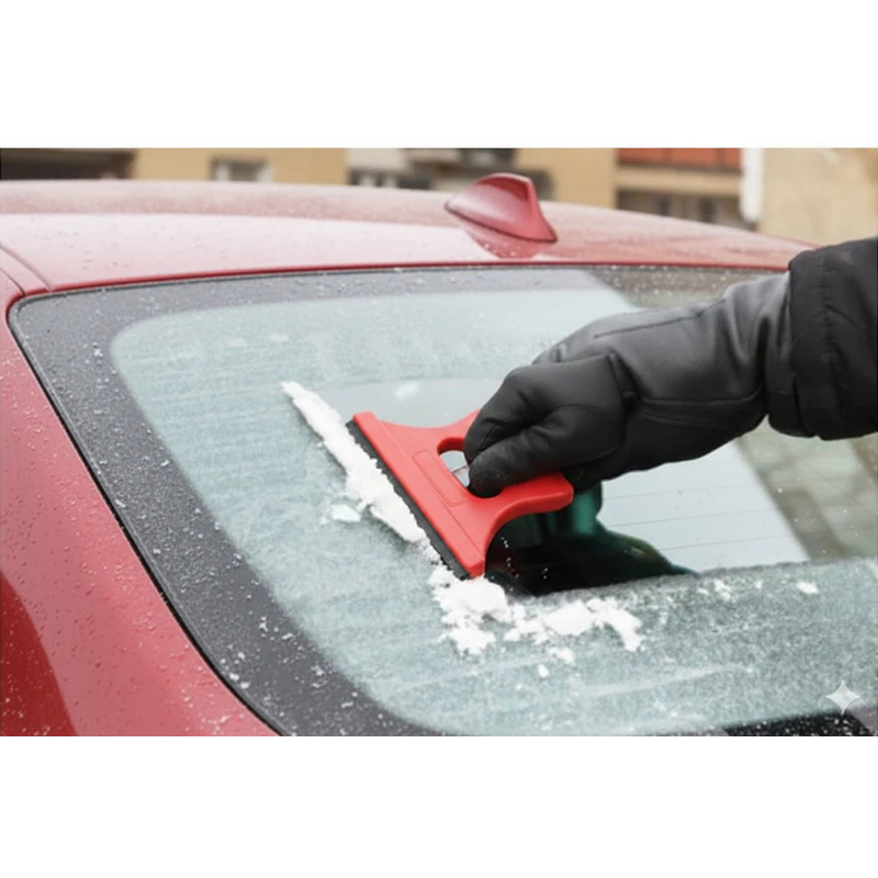 Car Vehicle 2 in 1 Window Ice Frost Scraper Rain Stain Remover 14 x 8.5cm Assorted Sent