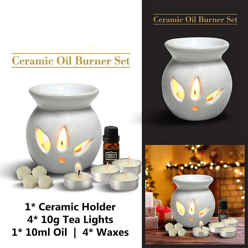 Ceramic Oil Burner Set Burner Includes Oil Wax Tea Lights Burner