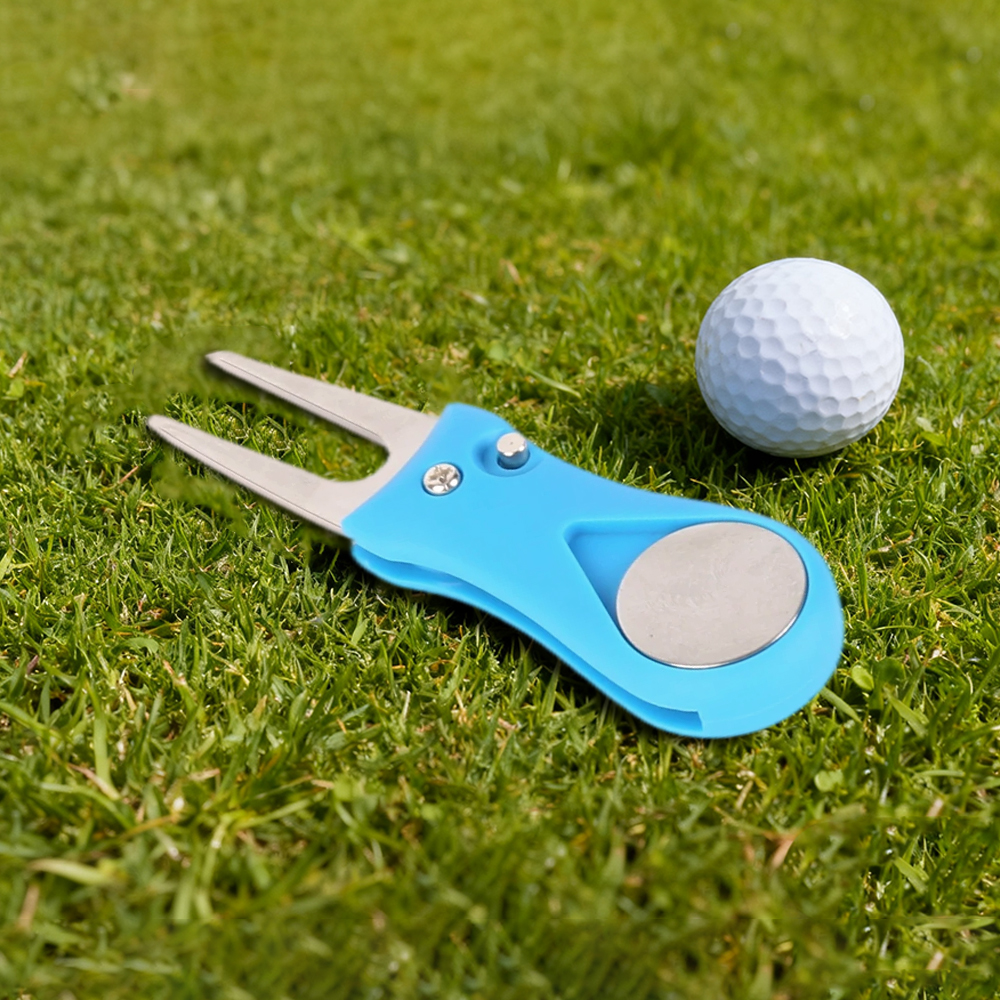 Golf Divot Repair Tool with Ball Marker Pitch Mark Switchblade Golf Blue